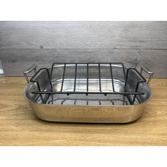 All Clad Roaster Pan With Rack Stainless Steel 13” x 16” Turkey/Ham - Picture 1 of 10